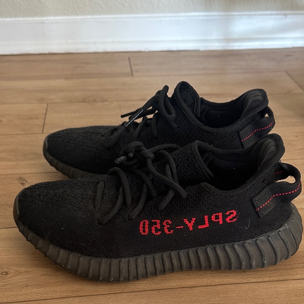 Black and Red Knit Athletic Sneakers - Brand Unspecified